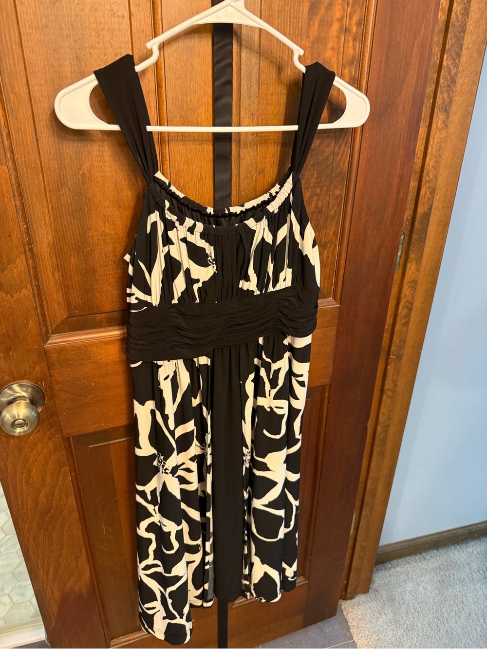 Black & Cream Floral Print Women's Dress